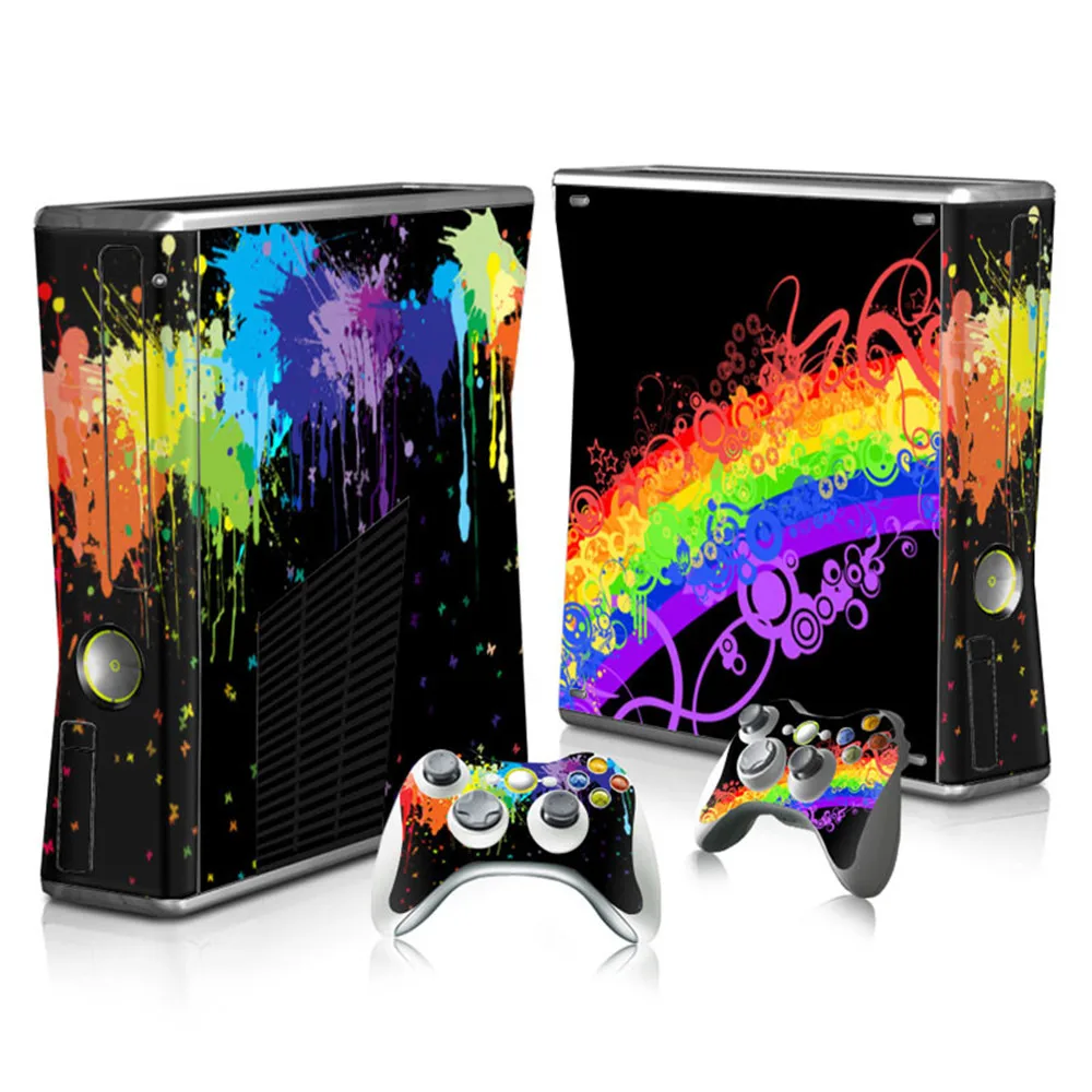 Skin Sticker Protector for Microsoft Xbox 360 Slim and 2 Controller Skins Stickers video games | Электроника
