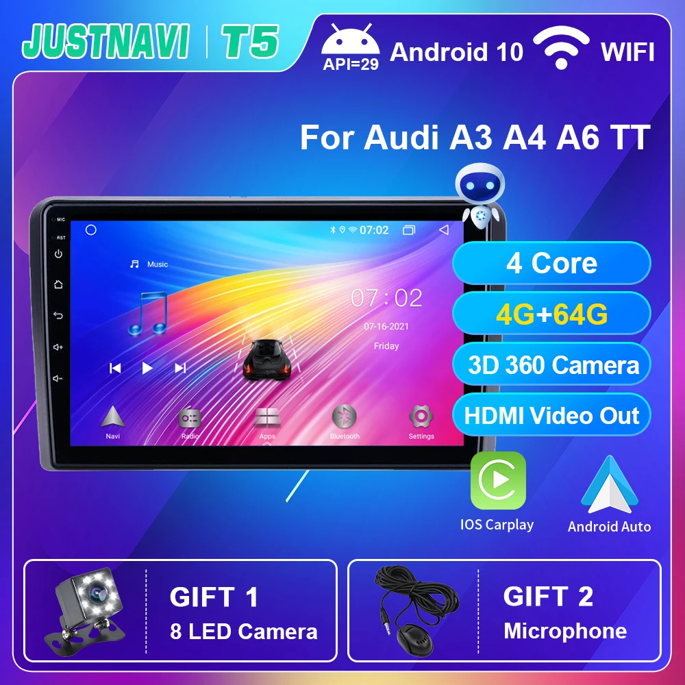 JUSTNAVI Carplay Multimedia Video Player For Audi A3 A4 A6 TT 2008-2012 Auto Stereo WIFI DSP Android 10 Navigator GPS 4G 64G 9"
JUSTNAVI Carplay Multimedia Video Player For Audi A3 A4 A6 TT 2008-2012 Auto Stereo WIFI DSP Android 10 Navigator GPS 4G 64G 9"