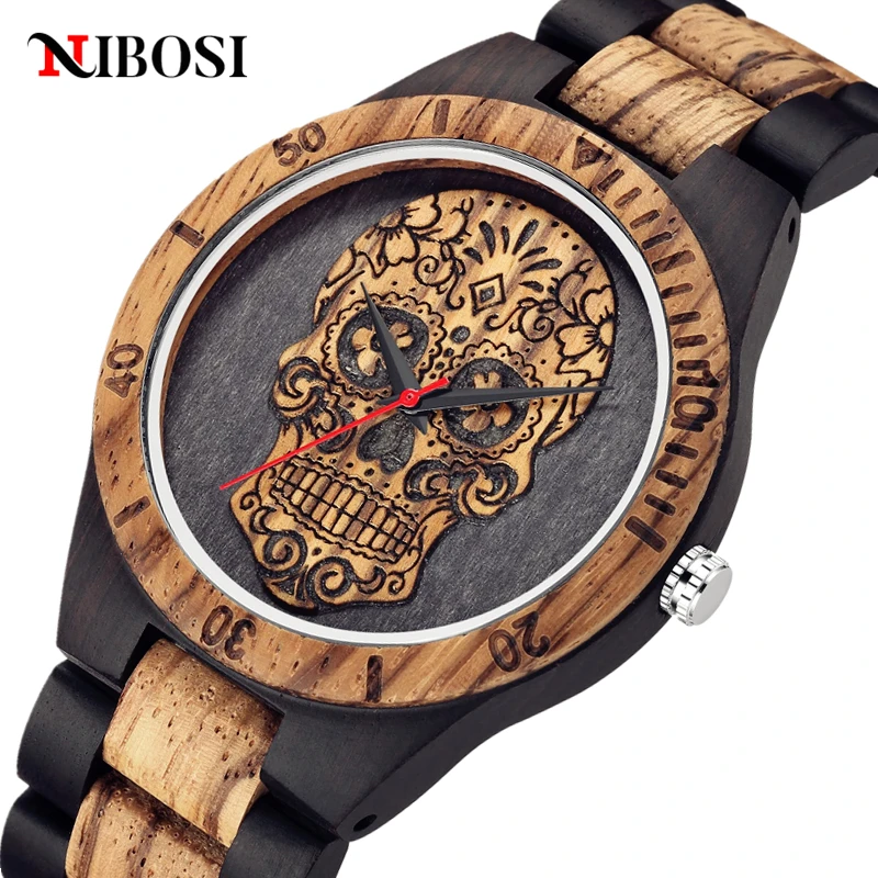 Men's Wooden Watch Quartz Punk Style Skull Watch Personalised Skeleton Wristwatches Personalized Wood Watches Relogio Masculino
Men's Wooden Watch Quartz Punk Style Skull Watch Personalised Skeleton Wristwatches Personalized Wood Watches Relogio Masculino