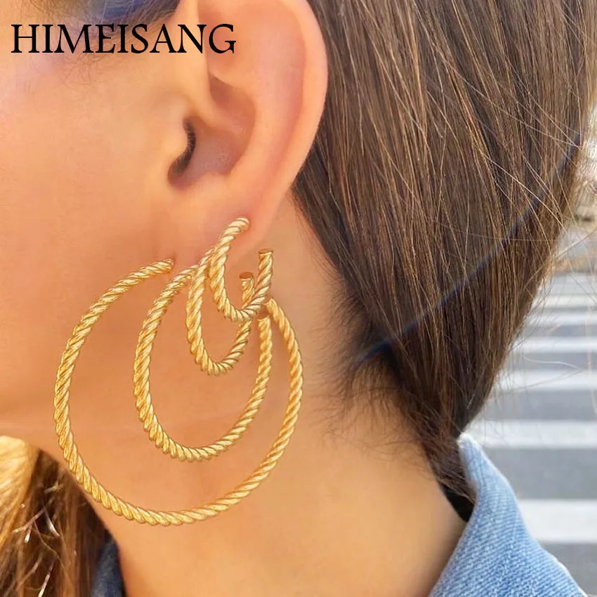 HIMEISANG Trendy Gold Plated Round Twisted Circle Hoop Earrings for Women Fashion Jewelry
HIMEISANG Trendy Gold Plated Round Twisted Circle Hoop Earrings for Women Fashion Jewelry