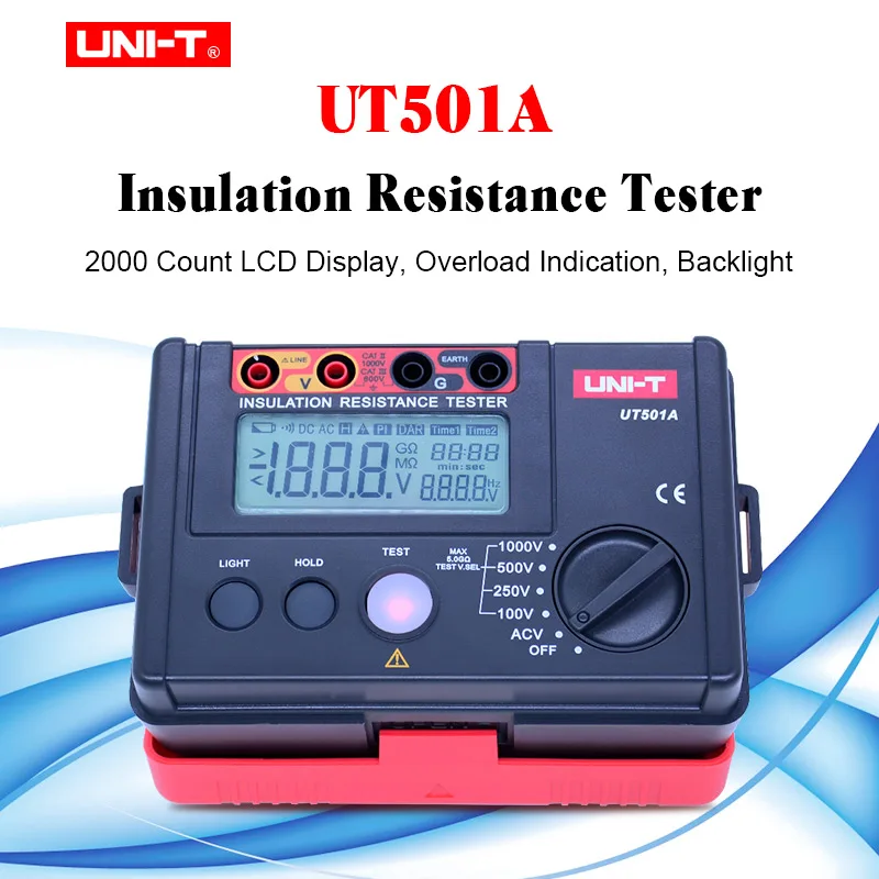 ЖК дисплей с подсветкой UNI T UT501A 100 1000 В мегометр измеритель сопротивления