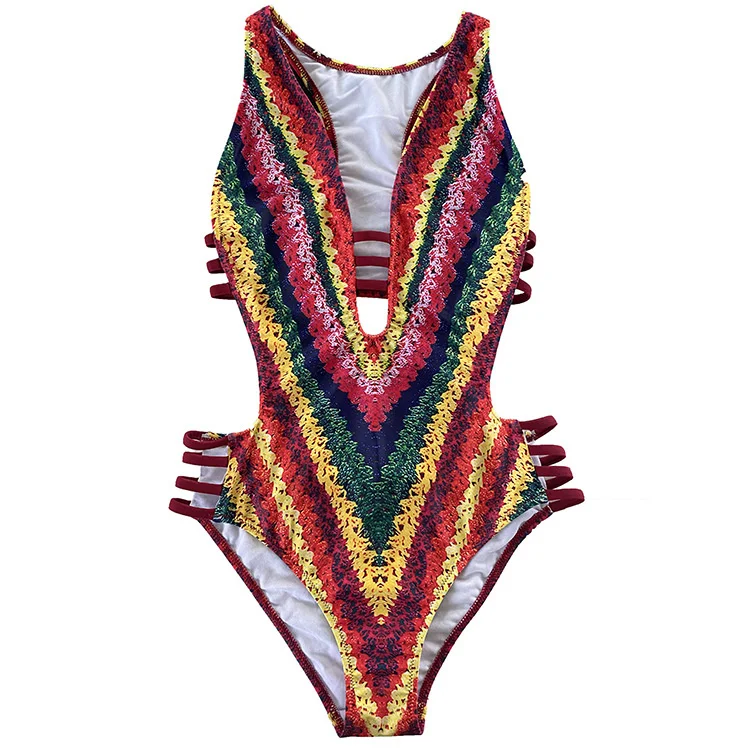 2020 fashion new color woven printing one piece sexy triangle one piece swimsuit 
2020 fashion new color woven printing one piece sexy triangle one piece swimsuit
