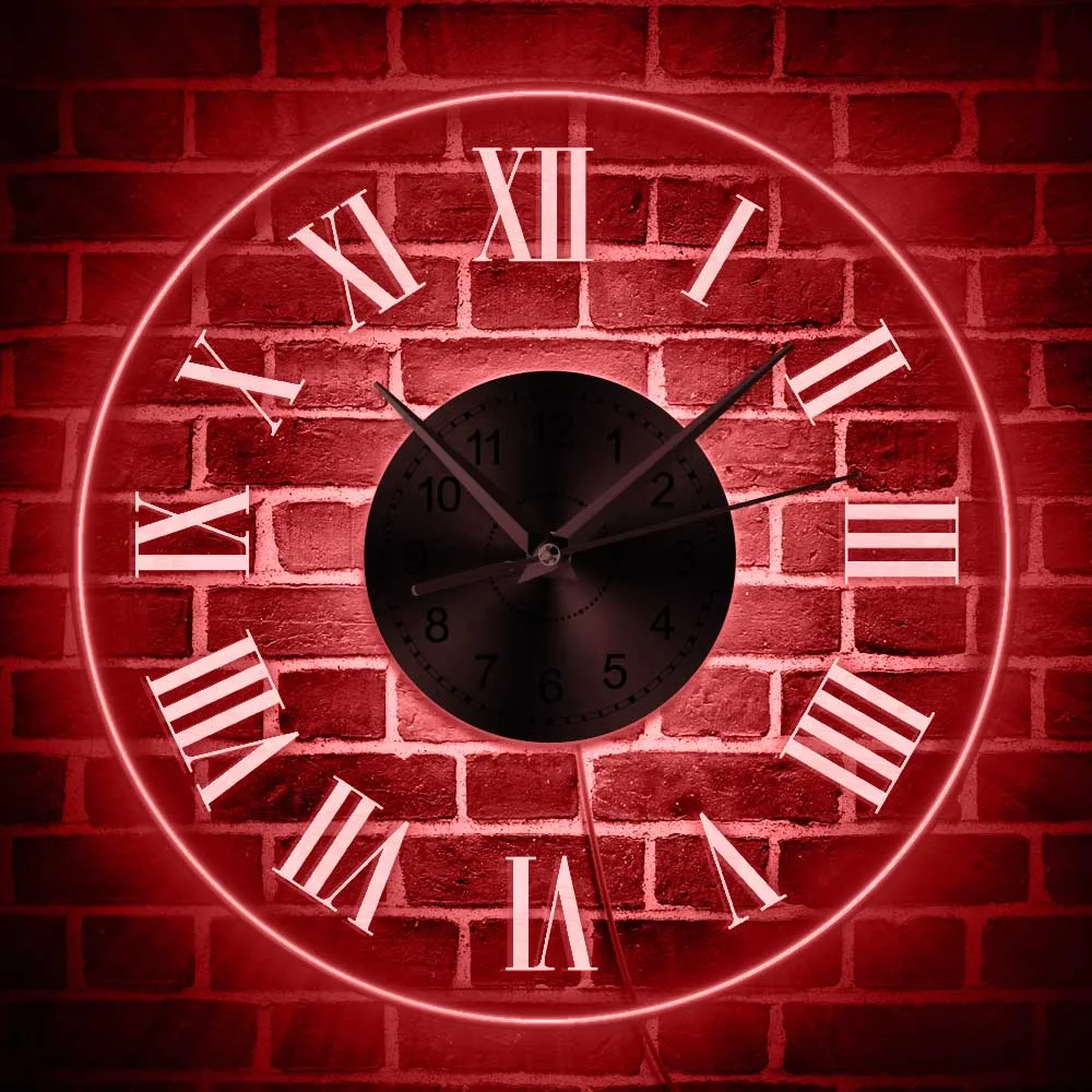 

Retro Roman Numerals Illuminated LED Wall Clock Modern Wall Watch With Backlight Nightlight Decorative Lighting Hanging Clock