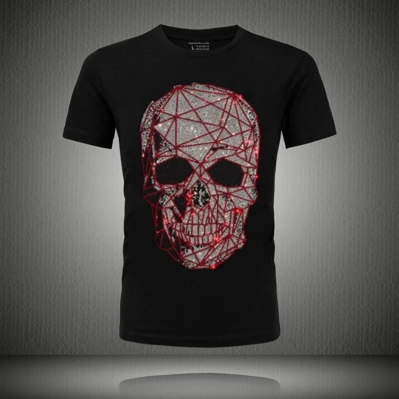 Plus Size Fashion Skull Rhinestones T Shirts Men Brand Short Sleeve Man Streetwear O Neck Slim Tshirts Calaveras Camiseta 
Plus Size Fashion Skull Rhinestones T Shirts Men Brand Short Sleeve Man Streetwear O Neck Slim Tshirts Calaveras Camiseta