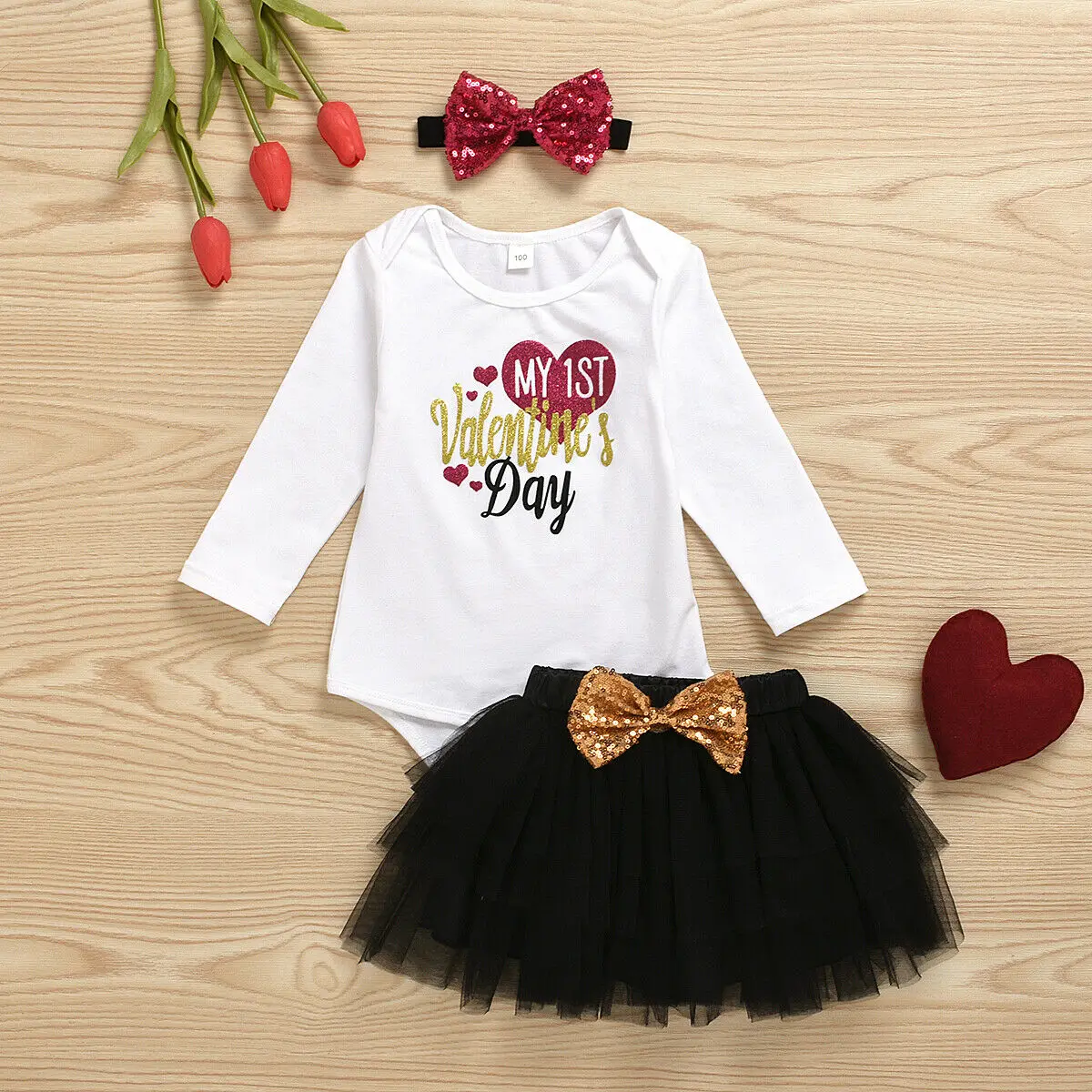 3PCS Newborn Baby Girl Clothes Romper Tutu Skirt Headband Outfit Set Valentine's Day 3PCS Baby Girl Clothes Costume
3PCS Newborn Baby Girl Clothes Romper Tutu Skirt Headband Outfit Set Valentine's Day 3PCS Baby Girl Clothes Costume