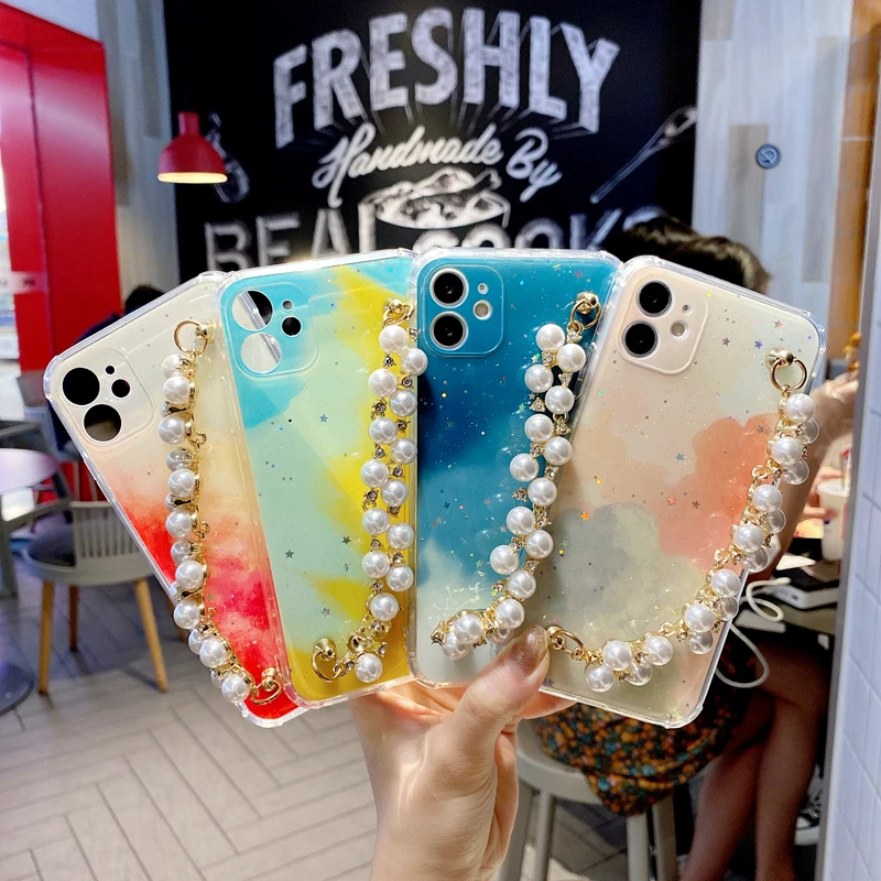 Glitter Two Pearl Bracelet Watercolor Brilliant Shockproof Case For iPhone 11 12 Pro Max SE 2020 X XR 7 8 Plus Soft Back Cover
Glitter Two Pearl Bracelet Watercolor Brilliant Shockproof Case For iPhone 11 12 Pro Max SE 2020 X XR 7 8 Plus Soft Back Cover