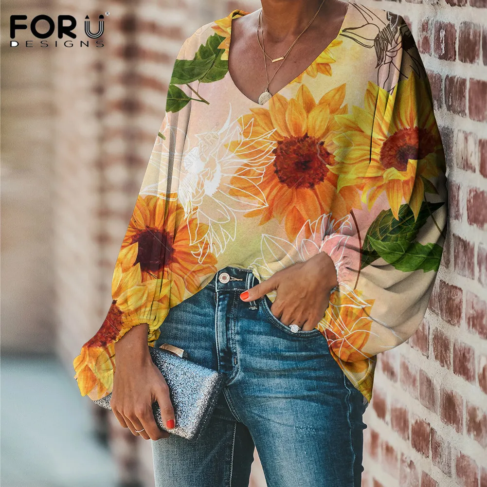FORUDESIGNS 3D Yellow Floral Sunflower Pattern Women's Chiffon Lantern Sleeved Fashion Blouses Female Outdoor Blouse Feminine
FORUDESIGNS 3D Yellow Floral Sunflower Pattern Women's Chiffon Lantern Sleeved Fashion Blouses Female Outdoor Blouse Feminine