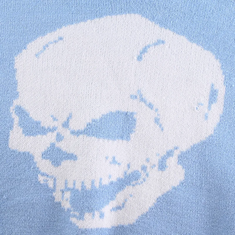 Y2K Sweaters Skulls Pullovers V Neck Knitwear Loose Casual Knitted Tops Women Streetwear Retro Tops Blue 2020 Autumn
Y2K Sweaters Skulls Pullovers V Neck Knitwear Loose Casual Knitted Tops Women Streetwear Retro Tops Blue 2020 Autumn