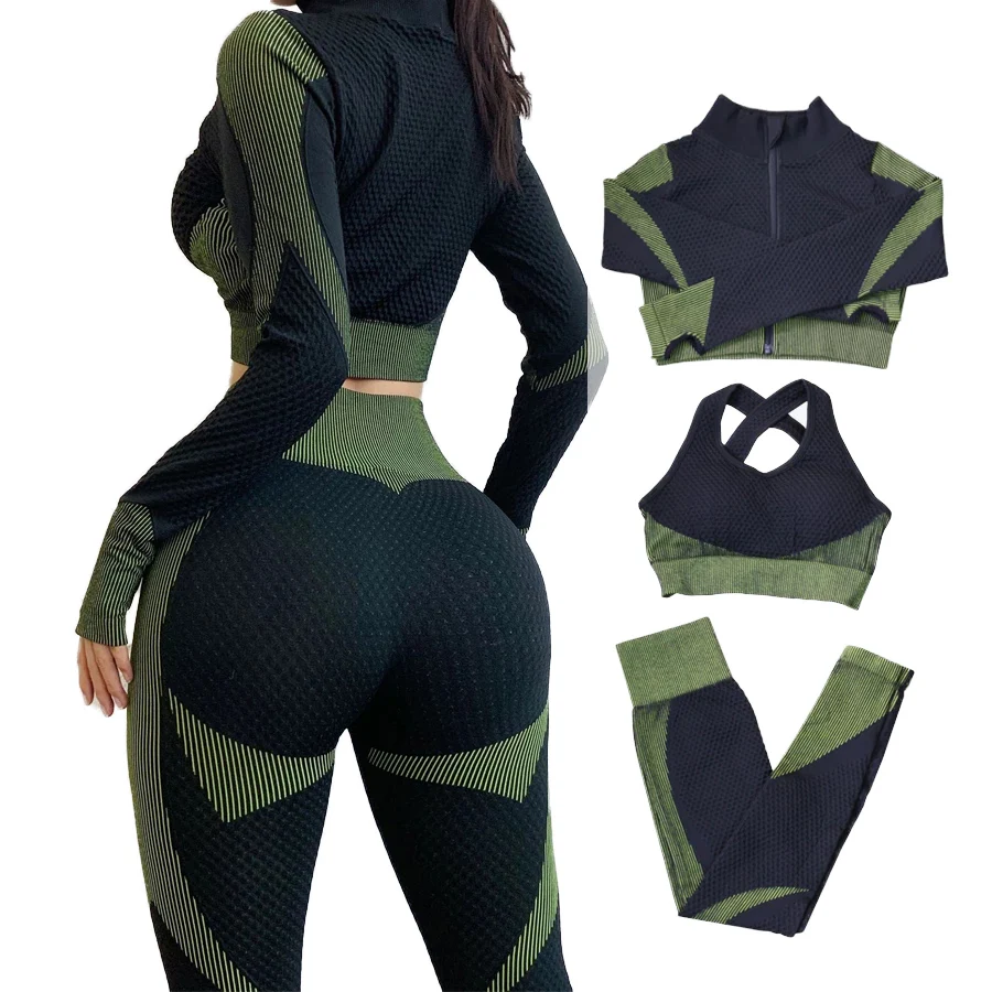 Workout Running Clothing Shirt Sport Bra Seamless Leggings Gym Wear Yoga Outfits 3pcs Women Fitness Sets Long Sleeve
Workout Running Clothing Shirt Sport Bra Seamless Leggings Gym Wear Yoga Outfits 3pcs Women Fitness Sets Long Sleeve