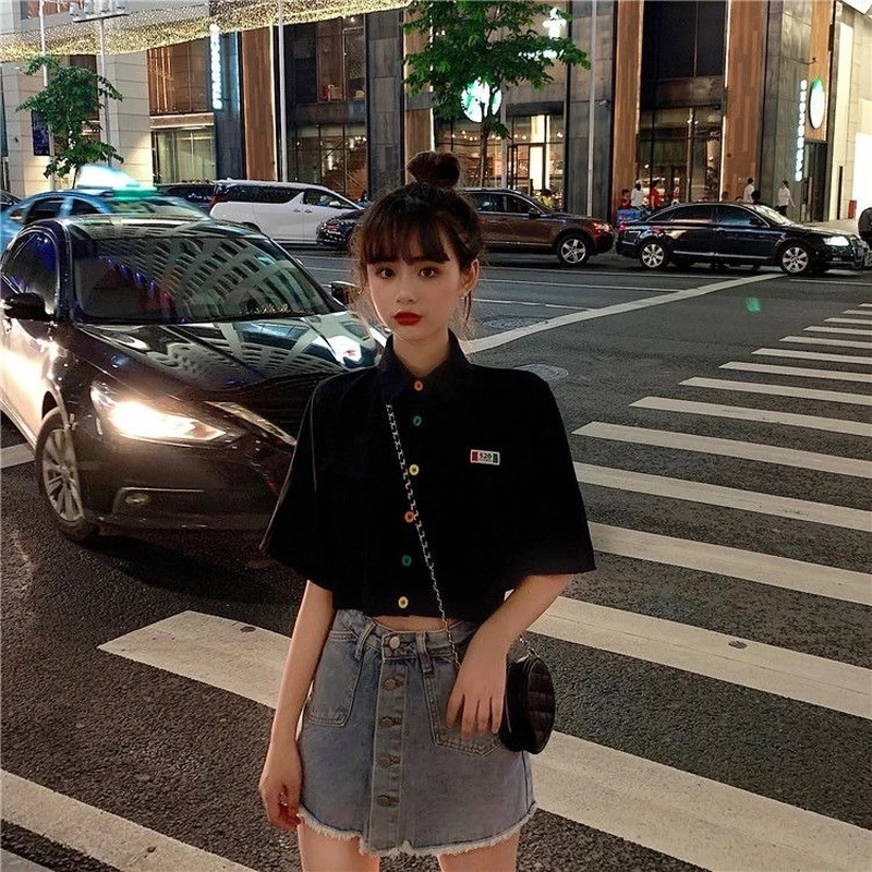 Women's Blouses Shirt Short Sleeve Harajuku Summer Vintage Kawaii Blouse Soft Girls Korean Style Button Up Yellow White Crop Top
Women's Blouses Shirt Short Sleeve Harajuku Summer Vintage Kawaii Blouse Soft Girls Korean Style Button Up Yellow White Crop Top