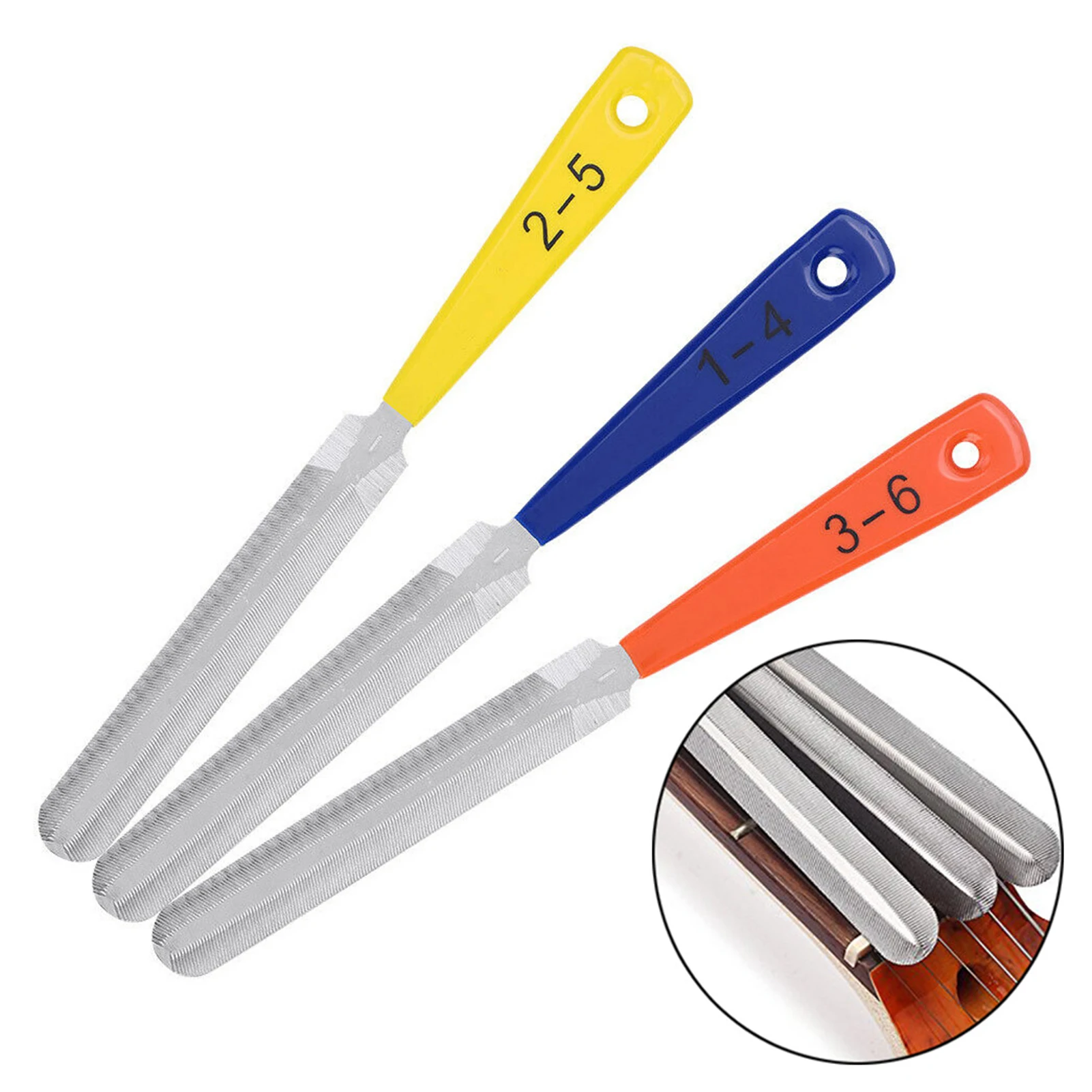 Set of 3 Double Edged Guitar Nut Files Saddle Fret Crowning Luthier Repairing Tool for Music Player Portable
Set of 3 Double Edged Guitar Nut Files Saddle Fret Crowning Luthier Repairing Tool for Music Player Portable