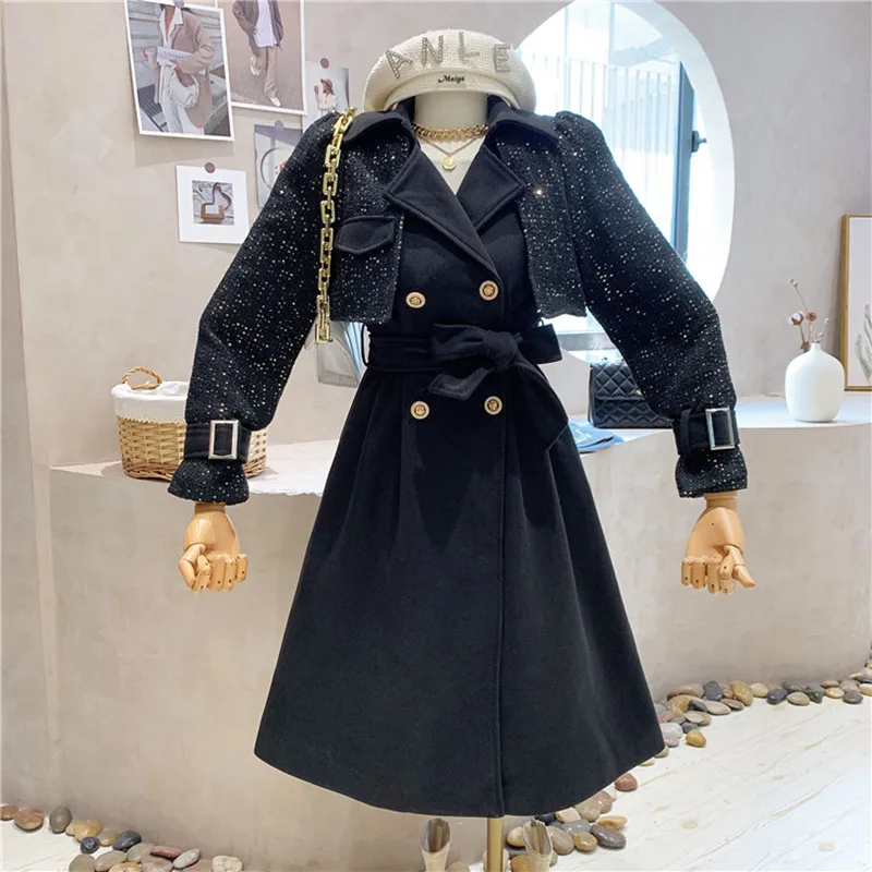 Niche Design NEW Women's Clothing Autumn Splicing Design Double Breasted Coat Long Sleeve Medium Length Windbreaker Coat Jacket
Niche Design NEW Women's Clothing Autumn Splicing Design Double Breasted Coat Long Sleeve Medium Length Windbreaker Coat Jacket