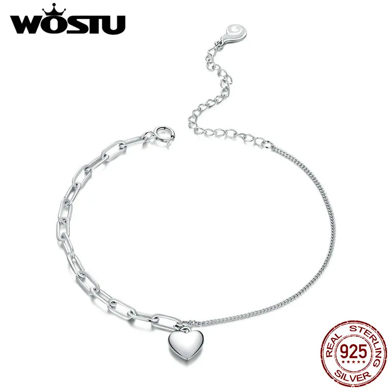 WOSTU 925 Sterling Silver Double Chain Heart Bracelet Chain Link Femme Bracelets for Women Sterling Silver Jewelry BNB053
WOSTU 925 Sterling Silver Double Chain Heart Bracelet Chain Link Femme Bracelets for Women Sterling Silver Jewelry BNB053