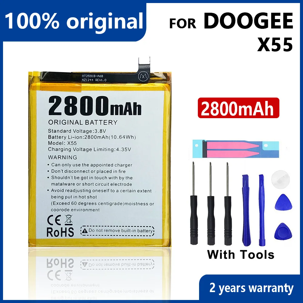100% Original 2800mAh X 55 Phone Battery For DOOGEE X55 High quality Batteries With Tools+Tracking Number
100% Original 2800mAh X 55 Phone Battery For DOOGEE X55 High quality Batteries With Tools+Tracking Number
