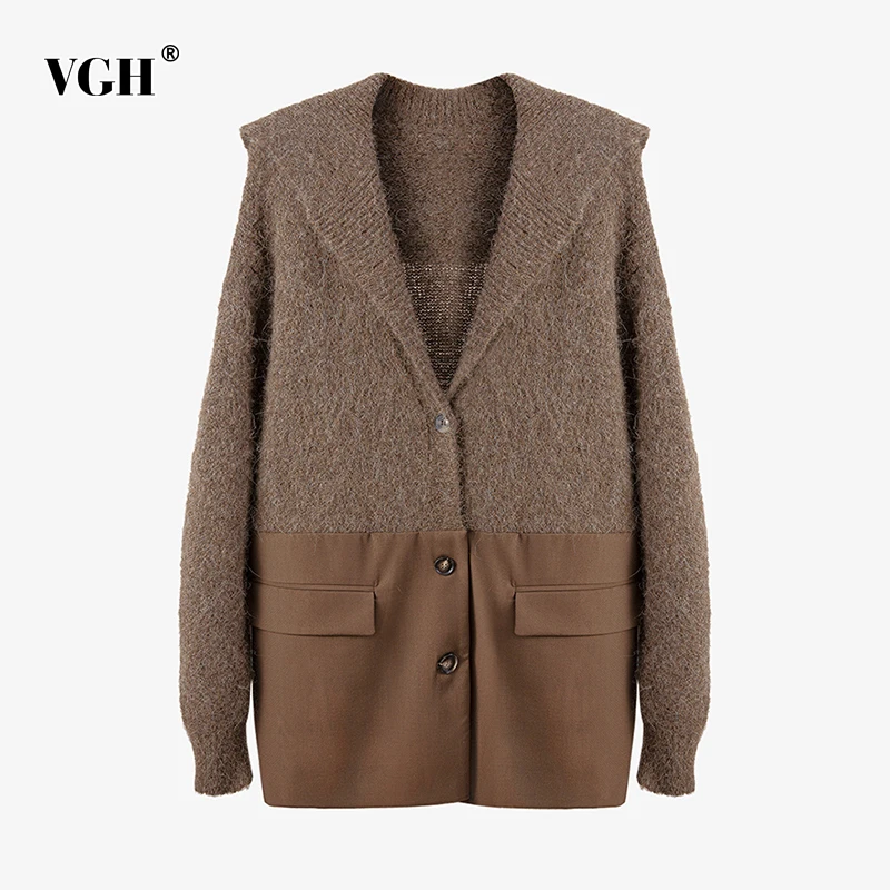 VGH корейский стиль, лоскутные свитер для женщин с v-образным вырезом с длинным рукавом повседневные свободные вязаные кофточки с рисунком в ... 
VGH корейский стиль, лоскутные свитер для женщин с v-образным вырезом с длинным рукавом повседневные свободные вязаные кофточки с рисунком в ...