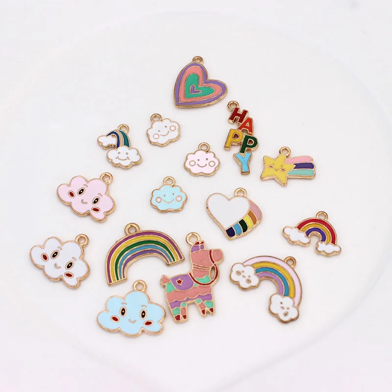 10PCS Jewelry accessories diy alloy oil drip rainbow love Ma Yunduo pendant earrings headgear earrings explosion models
10PCS Jewelry accessories diy alloy oil drip rainbow love Ma Yunduo pendant earrings headgear earrings explosion models