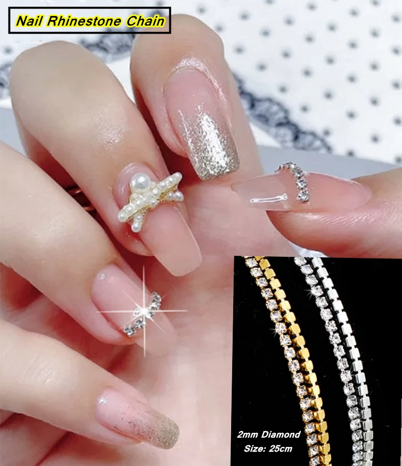 25cm Gold/Silver Shiny Nail Rhinestone Chain Close Chain Nail Ornament Nail Art Decorations DIY Jewelry Accessory
25cm Gold/Silver Shiny Nail Rhinestone Chain Close Chain Nail Ornament Nail Art Decorations DIY Jewelry Accessory