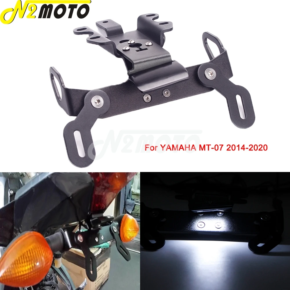 Черный мотоциклетный заменитель крыла со светодиодным номерным знаком для YAMAHA MT-07 2014-2020, алюминиевый кронштейн держателя номерного знака
Черный мотоциклетный заменитель крыла со светодиодным номерным знаком для YAMAHA MT-07 2014-2020, алюминиевый кронштейн держателя номерного знака