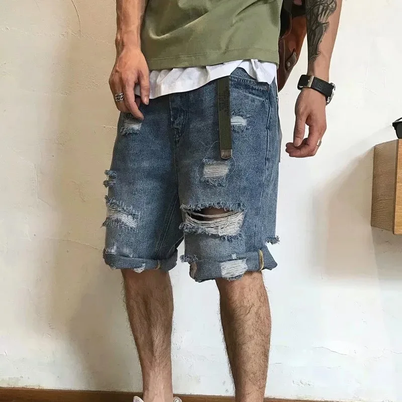 Summer High Street Ripped Denim Shorts Street Wild Loose Casual Denim Pants Mens Pants -40
Summer High Street Ripped Denim Shorts Street Wild Loose Casual Denim Pants Mens Pants -40