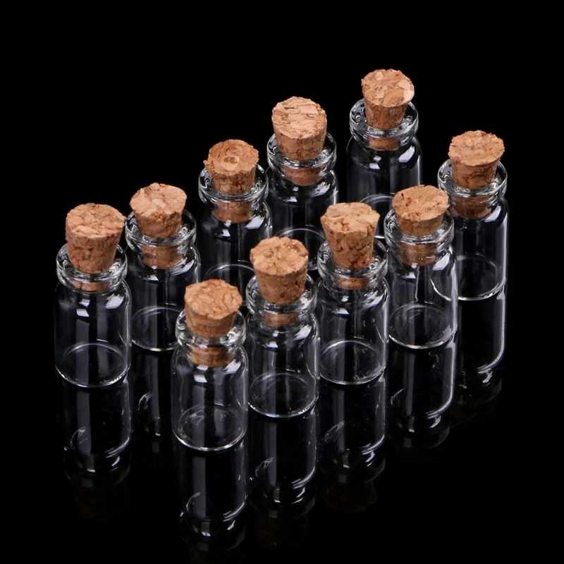 New 10pcs Mini Glass Wish Bottle Vial with Cork Stopper Storage Pendant 0.5/1/2/20mL
New 10pcs Mini Glass Wish Bottle Vial with Cork Stopper Storage Pendant 0.5/1/2/20mL