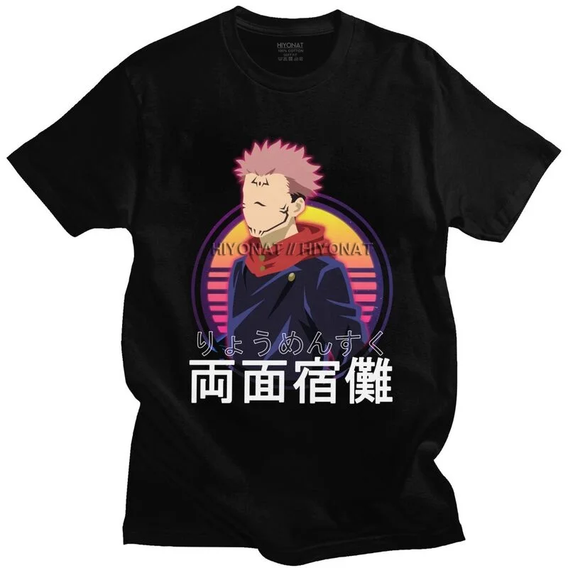 Retrowave Jujutsu кайсен Ryomen Sukuna Мужская футболка с короткими рукавами футболка с принтом городской аниме футболка "Манга"; Хлопковая Футболка; Одеж...
Retrowave Jujutsu кайсен Ryomen Sukuna Мужская футболка с короткими рукавами футболка с принтом городской аниме футболка "Манга"; Хлопковая Футболка; Одеж...