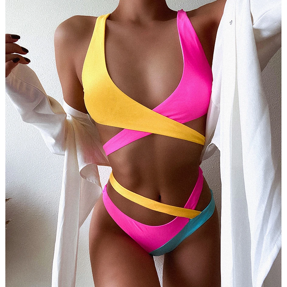 Sexy Cross Bikini 2020 Patchwork Swimwear Women Swimsuit High Waist Bikini Set Brazilian Bathing Suit Swimming Suit for Woman
Sexy Cross Bikini 2020 Patchwork Swimwear Women Swimsuit High Waist Bikini Set Brazilian Bathing Suit Swimming Suit for Woman