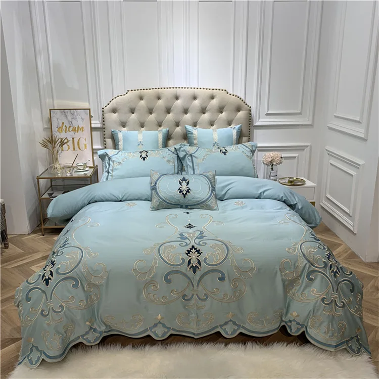 4/6/7Pcs Embroidery Blue Duvet Cover King Queen Size Cotton Bed Sheet Quilt Cover Princess Linens Bedclothes
4/6/7Pcs Embroidery Blue Duvet Cover King Queen Size Cotton Bed Sheet Quilt Cover Princess Linens Bedclothes