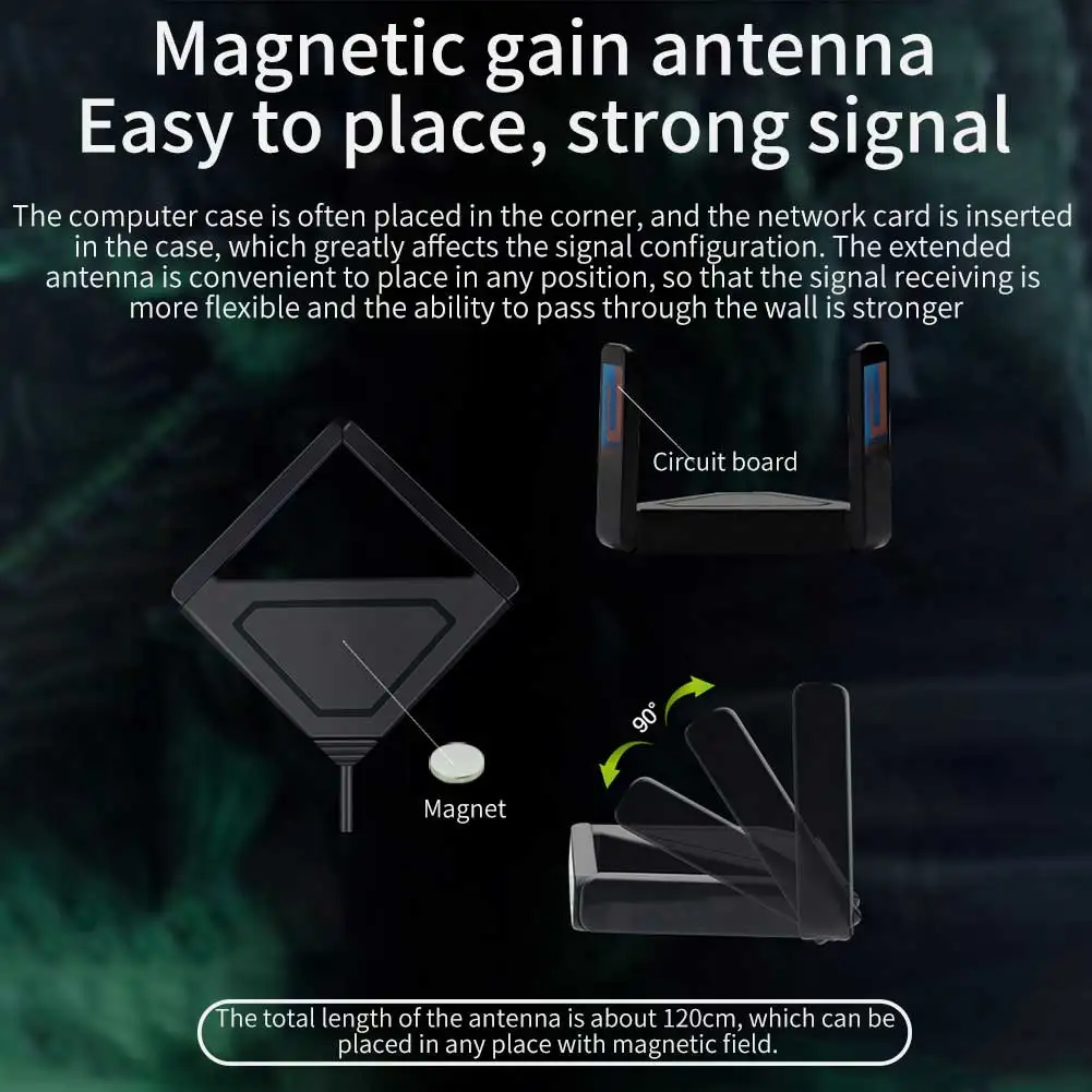 Long Range Desktop Dual Frequency Gaming 3000M WiFi6 Pcie Magnet 802.11ax Wireless Network Card Antenna Extension Bluetooth 5.1
Long Range Desktop Dual Frequency Gaming 3000M WiFi6 Pcie Magnet 802.11ax Wireless Network Card Antenna Extension Bluetooth 5.1