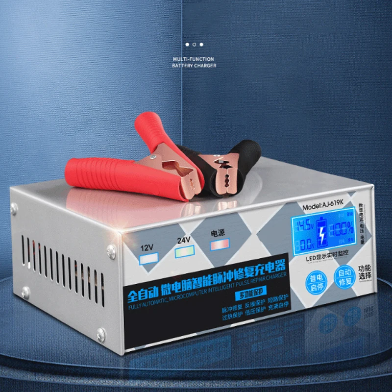 12V/24V Car Motorcycle Battery Charger Smart Full Automatic Power Pulse Repair Charger Wet Dry Lead Acid Battery-chargers
12V/24V Car Motorcycle Battery Charger Smart Full Automatic Power Pulse Repair Charger Wet Dry Lead Acid Battery-chargers