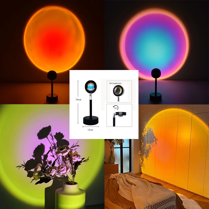 Sunset Projector Lamp Rainbow Atmosphere Led Night Light for Home Bedroom Coffe shop Background Wall Decoration USB Table Lamp.
Sunset Projector Lamp Rainbow Atmosphere Led Night Light for Home Bedroom Coffe shop Background Wall Decoration USB Table Lamp.