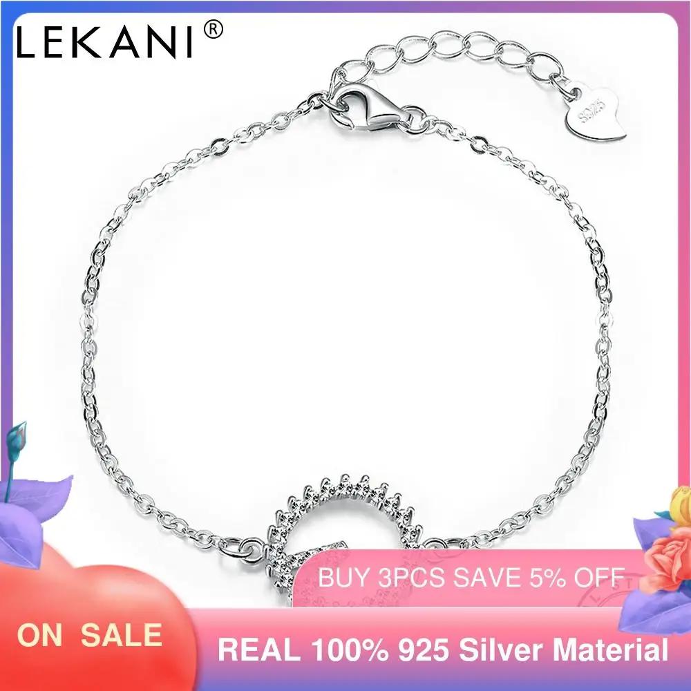 LEKANI 925 Sterling Silver Circle Letter V Shape Charm Bracelet Women Shiny Full 5A Cubic Zirconia Bracelets Fine Jewelry
LEKANI 925 Sterling Silver Circle Letter V Shape Charm Bracelet Women Shiny Full 5A Cubic Zirconia Bracelets Fine Jewelry
