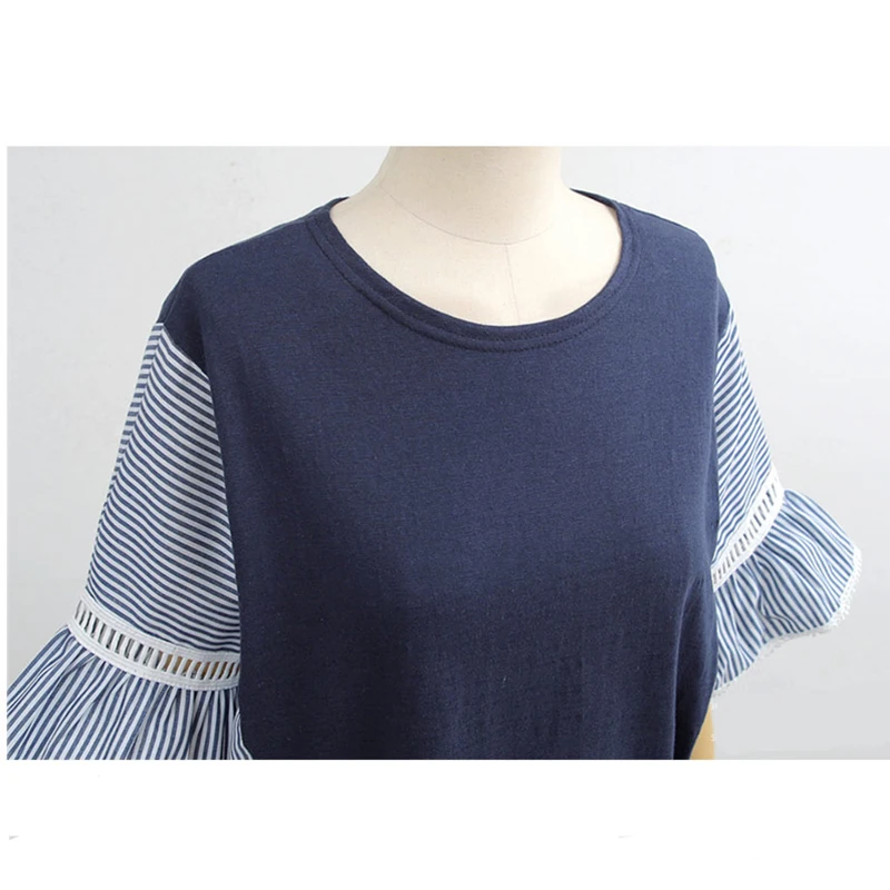 2020 Summer Woman Patchwork O-Neck Plus Size Ruffles Sleeved Shirt 
2020 Summer Woman Patchwork O-Neck Plus Size Ruffles Sleeved Shirt