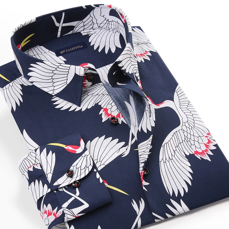 Holiday Casual Crane Print Men's Hawaiian Shirt Pocket-less Design Fashion Long Sleeve Standard-fit Cotton Beach Floral Shirts
Holiday Casual Crane Print Men's Hawaiian Shirt Pocket-less Design Fashion Long Sleeve Standard-fit Cotton Beach Floral Shirts