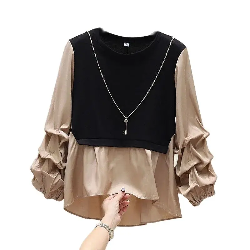 Spring Autumn Fake Two Pieces Jacket Women's Shirts Design Feel Splicing Fashion Seven Points Sleeve Women's Clothing S-6XL
Spring Autumn Fake Two Pieces Jacket Women's Shirts Design Feel Splicing Fashion Seven Points Sleeve Women's Clothing S-6XL
