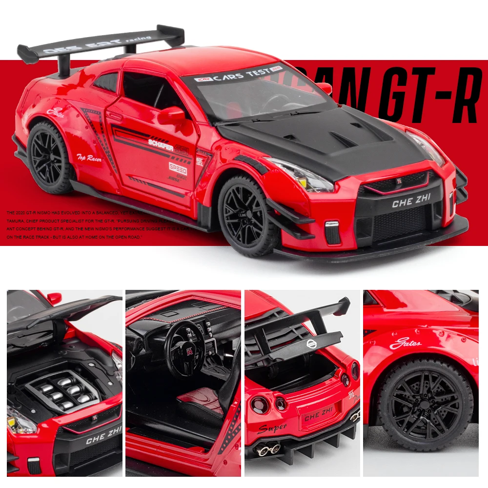 1:24 Scale/Diecast Metal Model/Nissan GT-R Super Race Toy Car/Sound & Light/Pull Back/Doors Openable/Educational Collection/Gift
1:24 Scale/Diecast Metal Model/Nissan GT-R Super Race Toy Car/Sound & Light/Pull Back/Doors Openable/Educational Collection/Gift