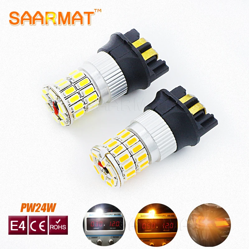 

2x Led Error Free PWY24W PW24W Bulbs Turn Signal /DRL Daytime running Light Amber yellow White For 2013-up Skoda Octavia III Fit
