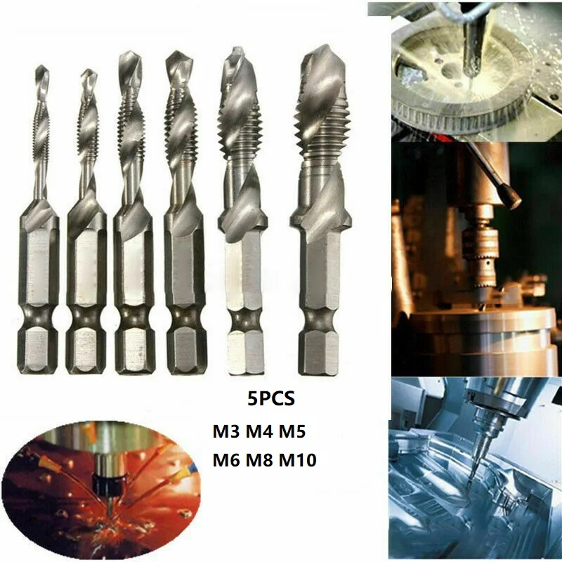 6pcs Metric Thread M3-M10 Titanium Coated High Speed Steel Drill And Tap Bits 1/4 Hex Shank High Quality
6pcs Metric Thread M3-M10 Titanium Coated High Speed Steel Drill And Tap Bits 1/4 Hex Shank High Quality