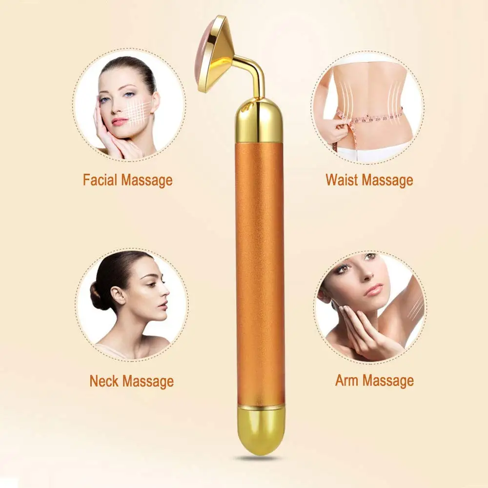 

Beauty Bar 24k Golden Pulse Facial Massager Slimming Face pop 24k Gold Colour Vibration 3d Facial Roller Eye Massage Tool