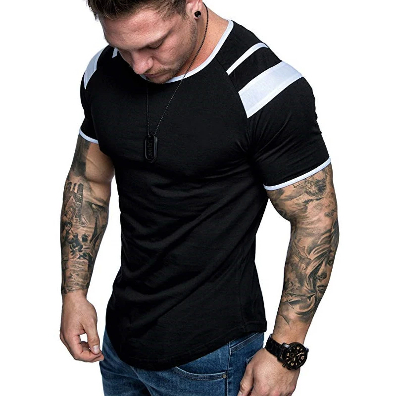 2021 summer men's short-sleeved t-shirt round neck shoulder color matching casual men's solid color cotton t-shirt men
2021 summer men's short-sleeved t-shirt round neck shoulder color matching casual men's solid color cotton t-shirt men