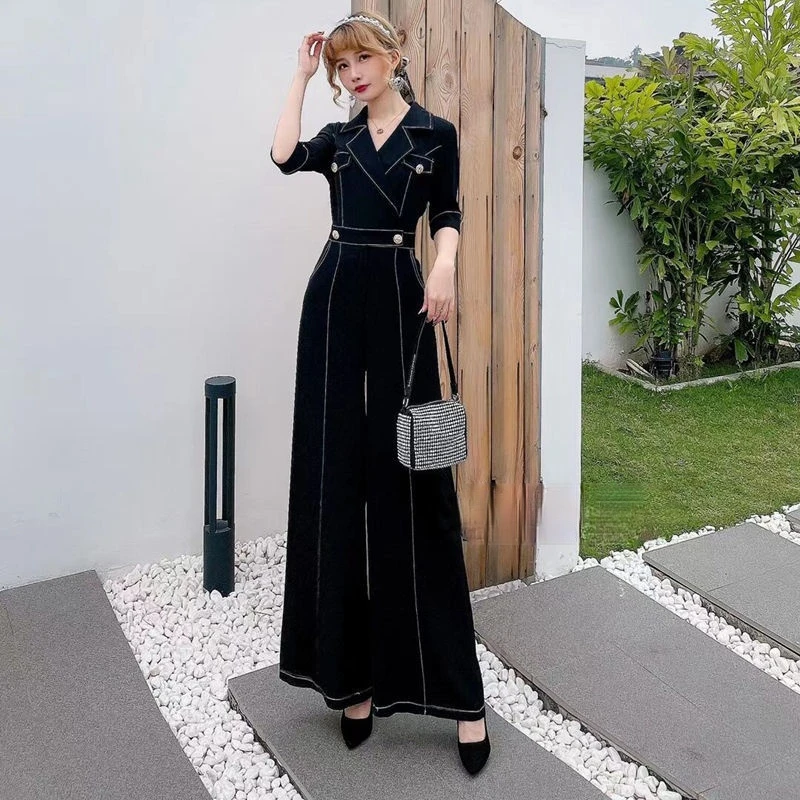 Women 2021 Summer Elegant Office Workwear Casual Jumpsuits Female Half Sleeve Wide Leg Romper Bodysuit Suit Collar Overalls U88 
Women 2021 Summer Elegant Office Workwear Casual Jumpsuits Female Half Sleeve Wide Leg Romper Bodysuit Suit Collar Overalls U88