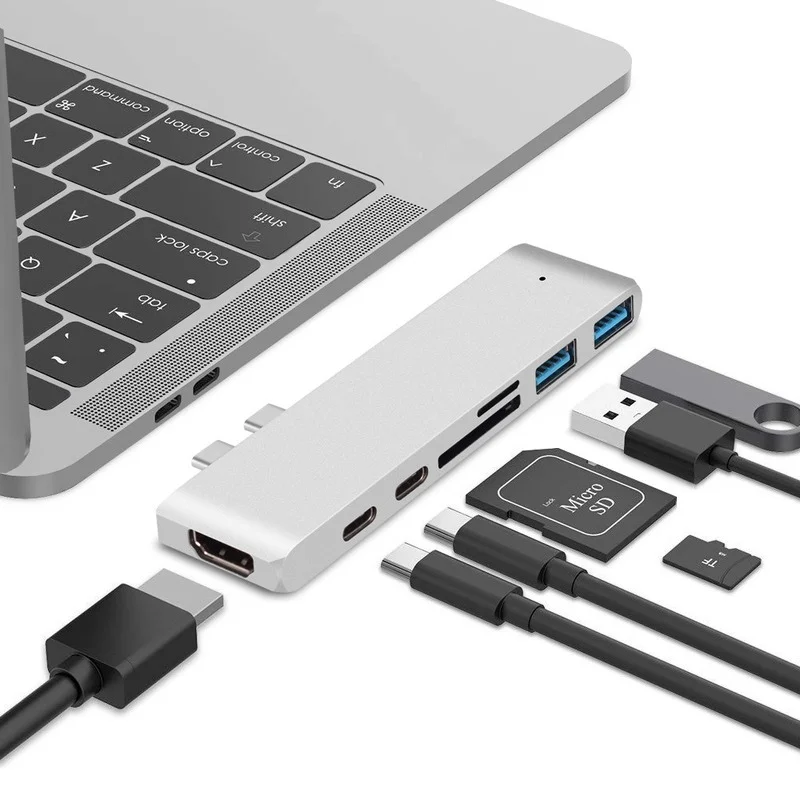 USB Type-C хаб двойной адаптер HDMI RJ45 PD 3 0 SD для MacBook Pro Air док-станция Thunderbolt C 3.0 HUB |