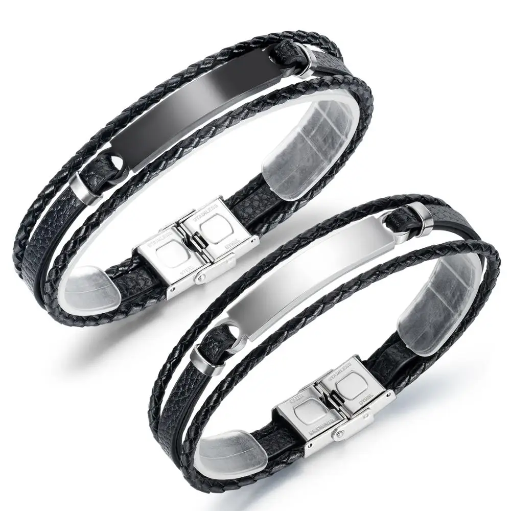 Original Design Customize Leather Bracelets for Men Glossy Stainless Steel Layered Braided Bangle For Husband Birthday Gift
Original Design Customize Leather Bracelets for Men Glossy Stainless Steel Layered Braided Bangle For Husband Birthday Gift