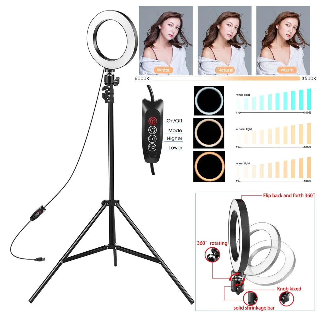 6.2 inch Selfie Ring Light Mobile Stand Tripod With Lamp Ringlight For Tik Tok Youtube Makeup VK Selfie Live LED Lights
6.2 inch Selfie Ring Light Mobile Stand Tripod With Lamp Ringlight For Tik Tok Youtube Makeup VK Selfie Live LED Lights