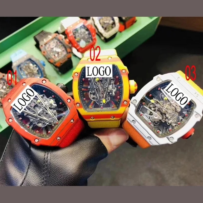 

3 Types Skeleton RM luxury watch Mens Automatic Mechanical Rubber strap RM35-01 Top quality 1:1 watches 02