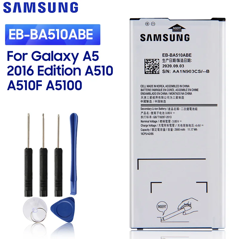 Оригинальная запасная батарея Samsung Galaxy A5 2016 Edition A510 A510F A5100 EB BA510ABE 2900 мАч|battery for|battery