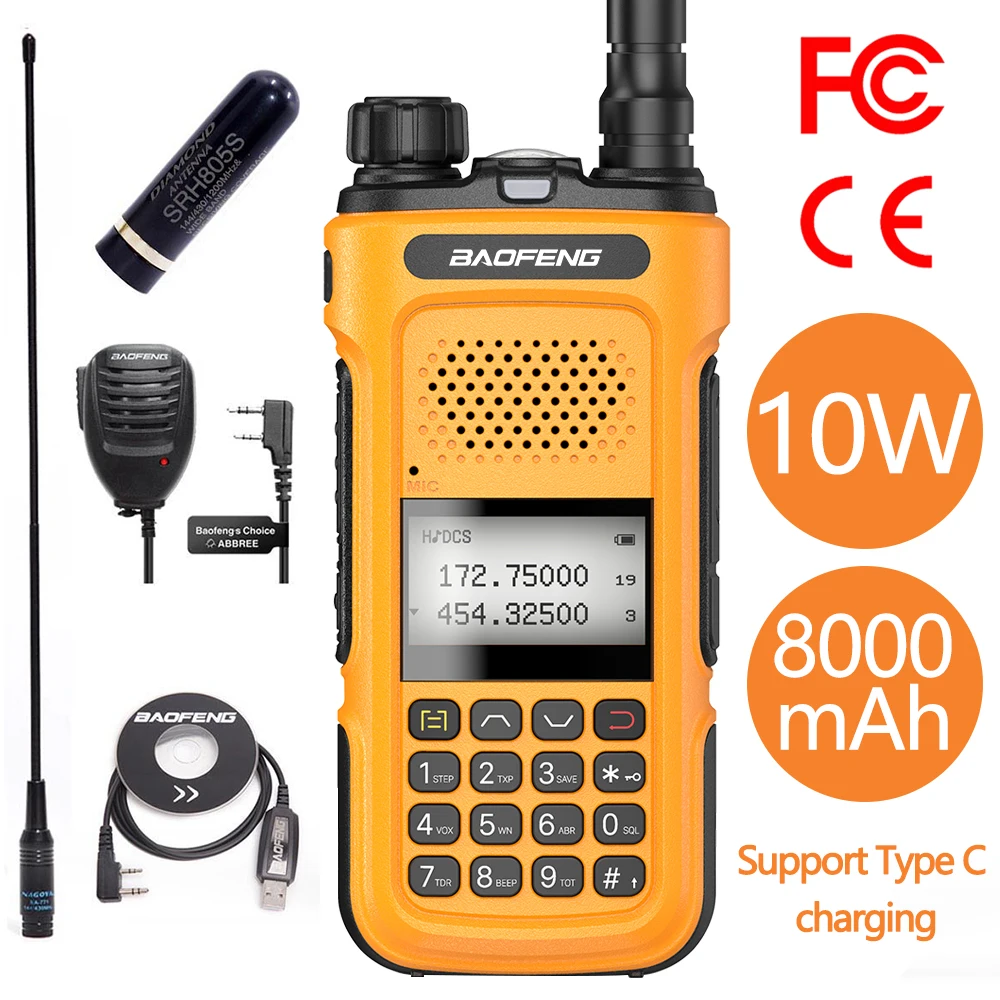 Baofeng UV-10R Walkie Talkie Dual Band 136-174&400-520MHz 10w Max Power 10km Long Range Type C Charger Ham CE FCC UV-5R Radio
Baofeng UV-10R Walkie Talkie Dual Band 136-174&400-520MHz 10w Max Power 10km Long Range Type C Charger Ham CE FCC UV-5R Radio