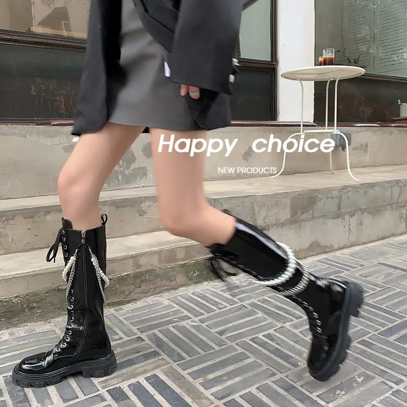 High Boots Women's Shoes Autumn Winter Fashion Designer Increase Punk Platform Boots Women Pearl Chain Long Goth Knight Boots
High Boots Women's Shoes Autumn Winter Fashion Designer Increase Punk Platform Boots Women Pearl Chain Long Goth Knight Boots