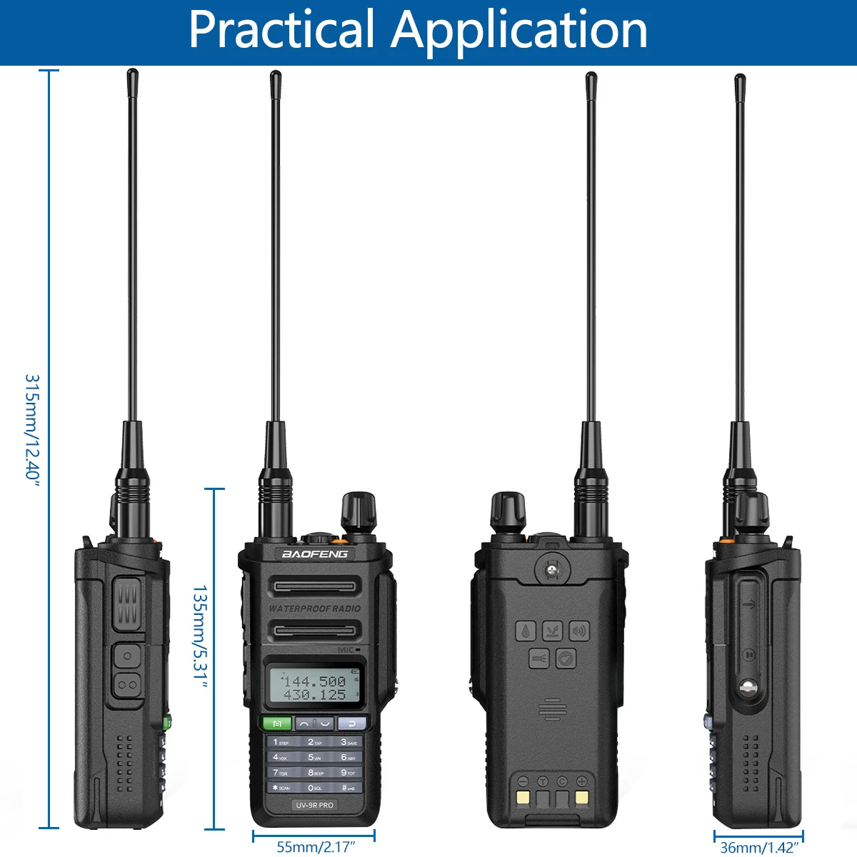 Портативная рация Baofeng UV-9R PRO IP68 водонепроницаемая Двухдиапазонная 136-174/400-520 МГц