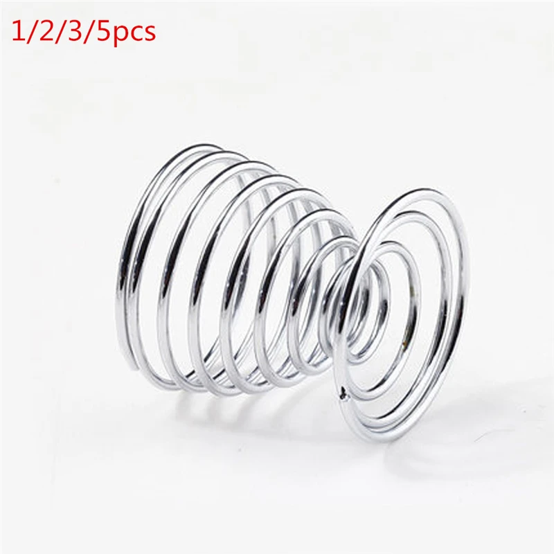 

Stainelss Steel Spring Wire Tray Egg Cup Boiled Eggs Holder Stand Storage Metal Egg Cup Spiral Spring Holder Kitchen Breakfast