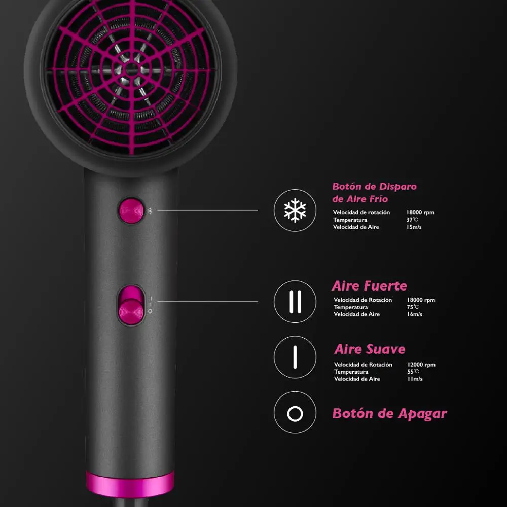 Hot and cold wind ion hair dryer professional negative ions portable hair dryer fast drying diffuser
Hot and cold wind ion hair dryer professional negative ions portable hair dryer fast drying diffuser